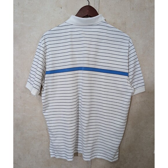 Polo Ralph Lauren Polo Shirt Men's L White Blue Stripe Moisture Management Golf - Picture 3 of 7